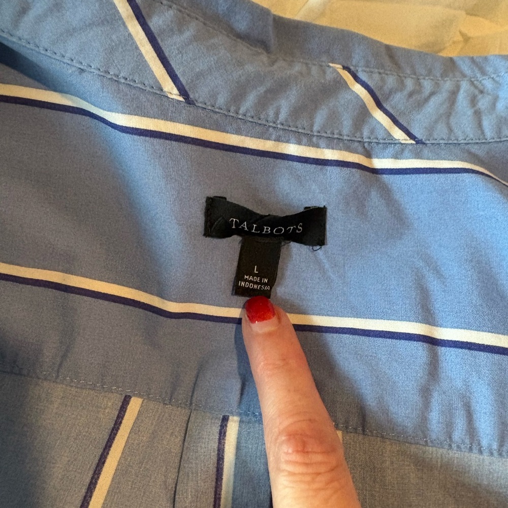 Talbots Blue and White Striped button down shirt - Picture 4 of 4